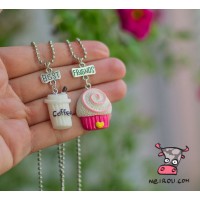 Кулон парный для друзей "Best Friends. Coffee.Cupcake". Цена за 1 пару